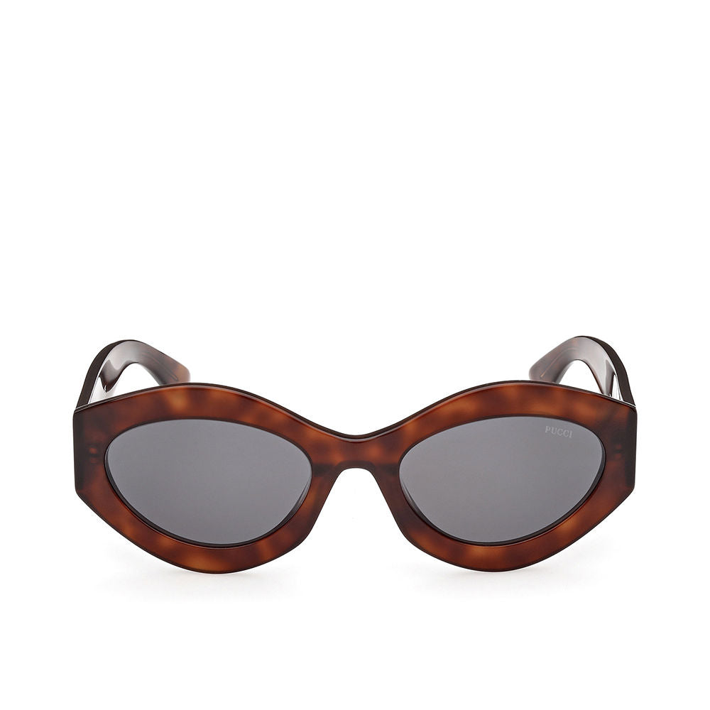 Women’s geometric habana acetate sunglasses with grey smoke lenses, 54 mm