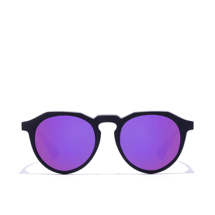 Black round nylon sunglasses with polarised lenses, 52 mm diameter, 142 mm temples