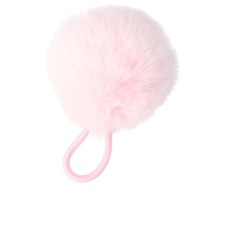 Grey rubber pom‑pom hair tie with polyamide loop, 6 cm pom‑pom