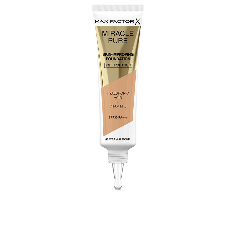 30 ml fluid foundation bottle in warm almond shade, SPF 30, Unisex