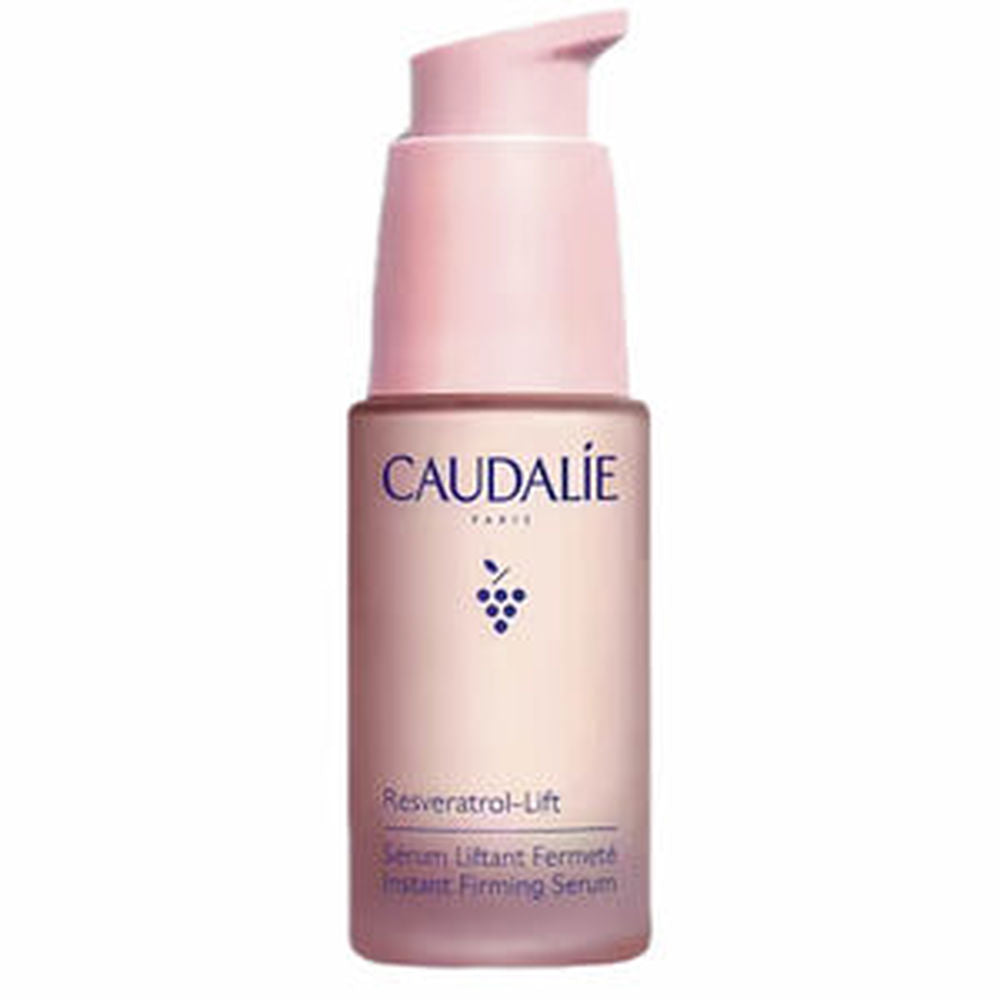 30 ml pump serum bottle; translucent amber liquid, labelled Resveratrol firming concentrate