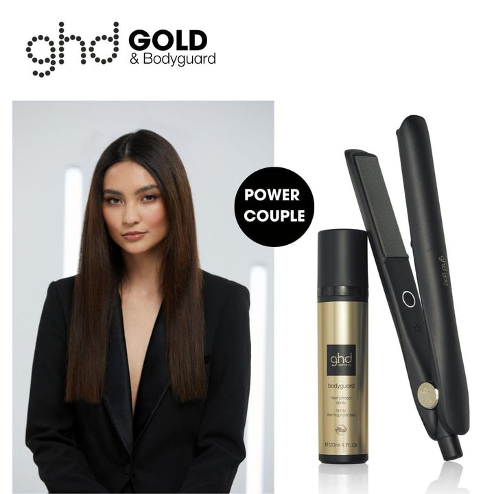 Black rounded ceramic hair straightener with 2.7 m swivel cable and plate protector