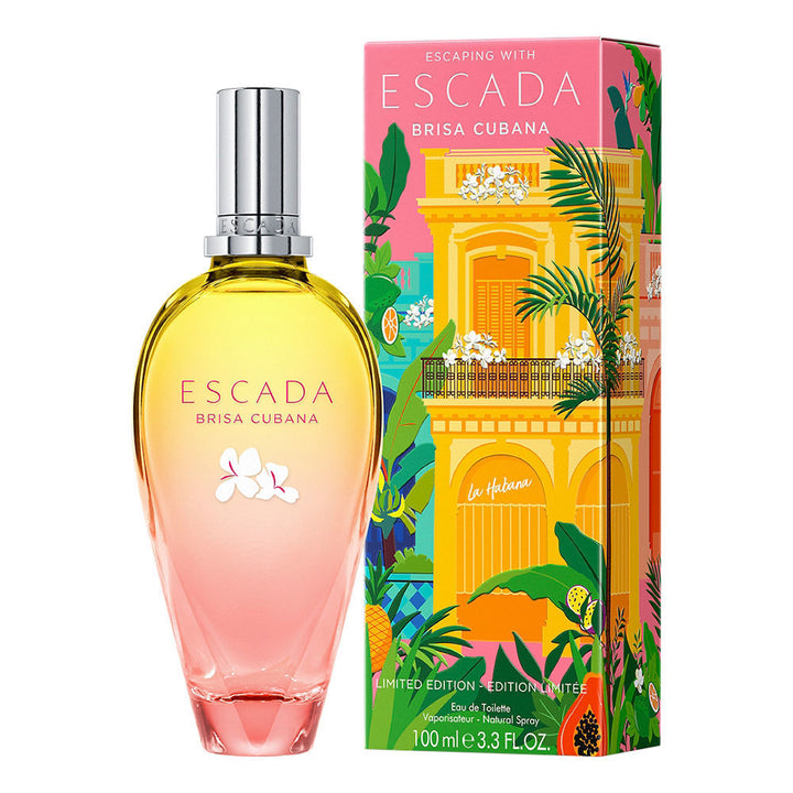 Orange-gradient 100 ml perfume bottle with floral motif, citrus and mint notes