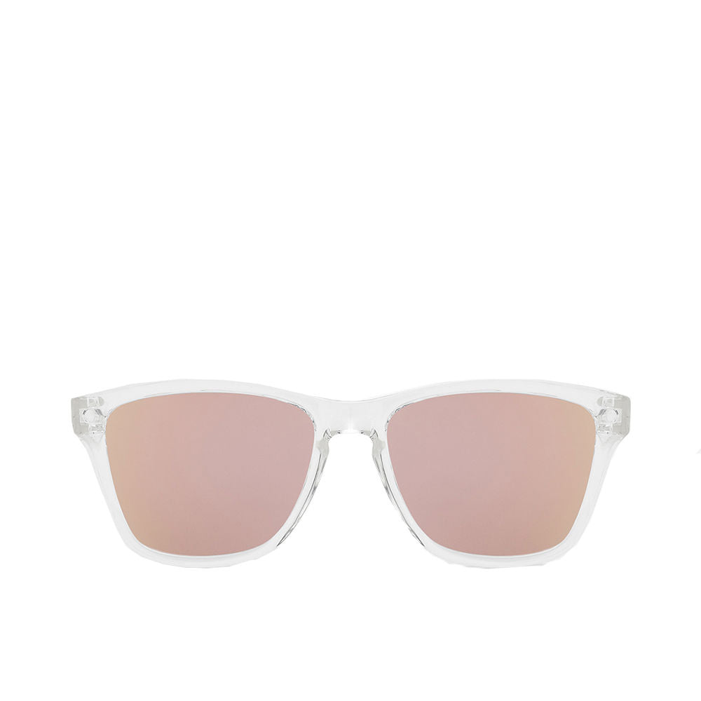 Translucent rose-gold square kids sunglasses, nylon frame, 47mm lenses