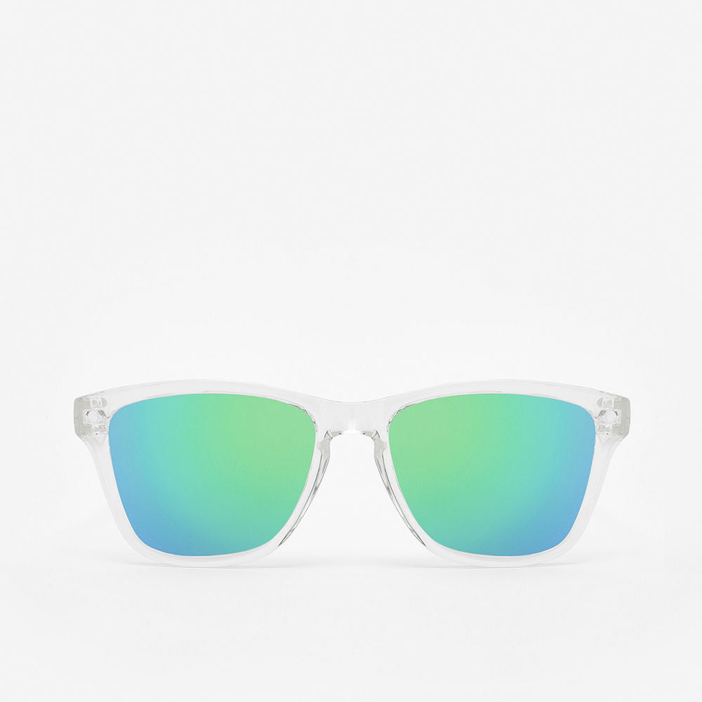 Transparent square nylon kids sunglasses, 47 mm lenses, 15 mm bridge, 130 mm temples