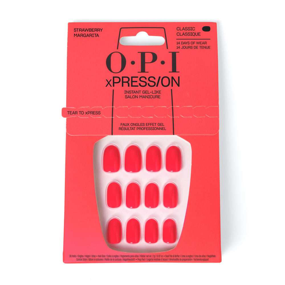 Strawberry Margarita press‑on nails kit with 30 assorted sizes and application tools