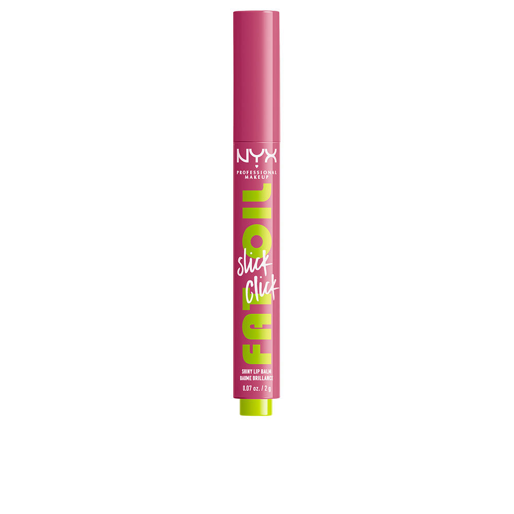2 g glossy pink lip balm stick in click-up tube with sheer tint