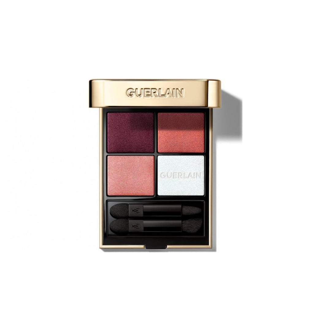 Compact eyeshadow palette with four finishes in jewelled case and black velvet sleeve