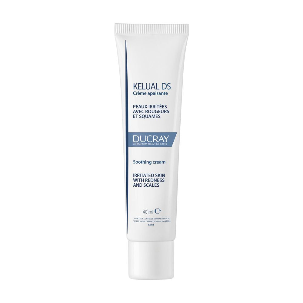 Tube of Ducray KELUAL DS soothing cream for flaky, irritated facial skin
