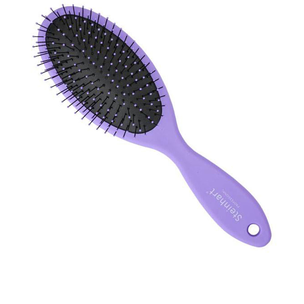 Wide paddle hairbrush with flexible bristles and textured handle, Unisex