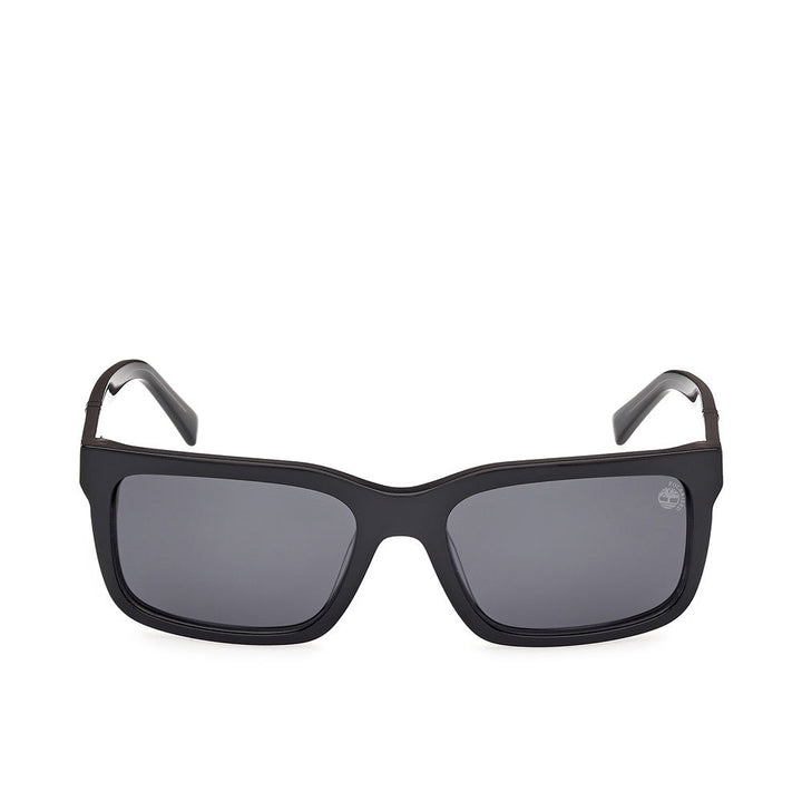 Black rectangular acetate sunglasses with polarised lenses, 57 mm lenses