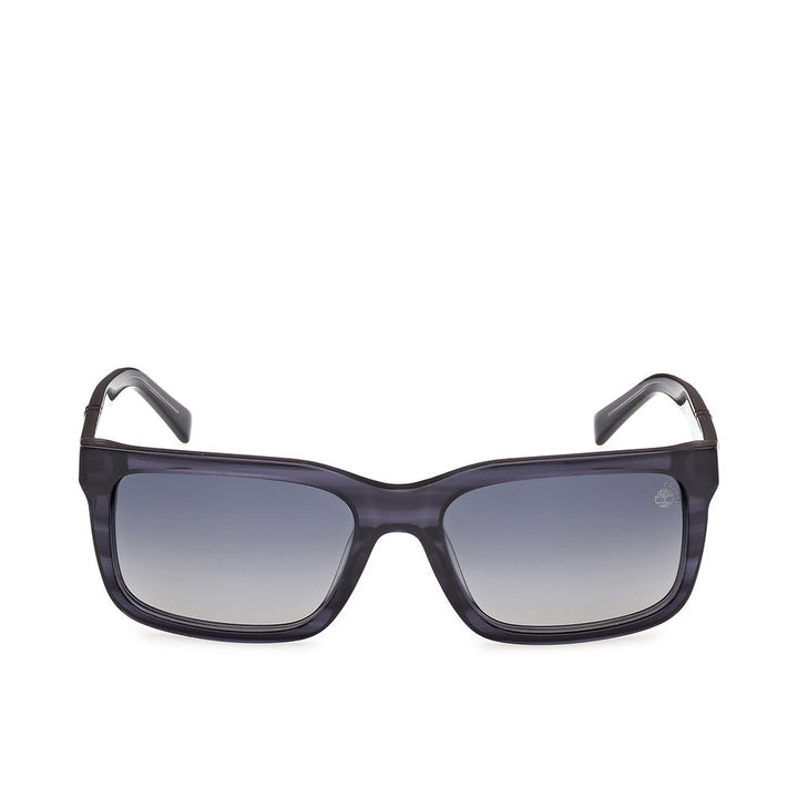 Matte grey rectangular acetate sunglasses with polarised lenses, 57 mm lenses