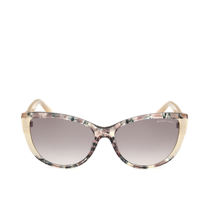 Beige habana acetate cat-eye sunglasses, 58mm lenses, 140mm temples