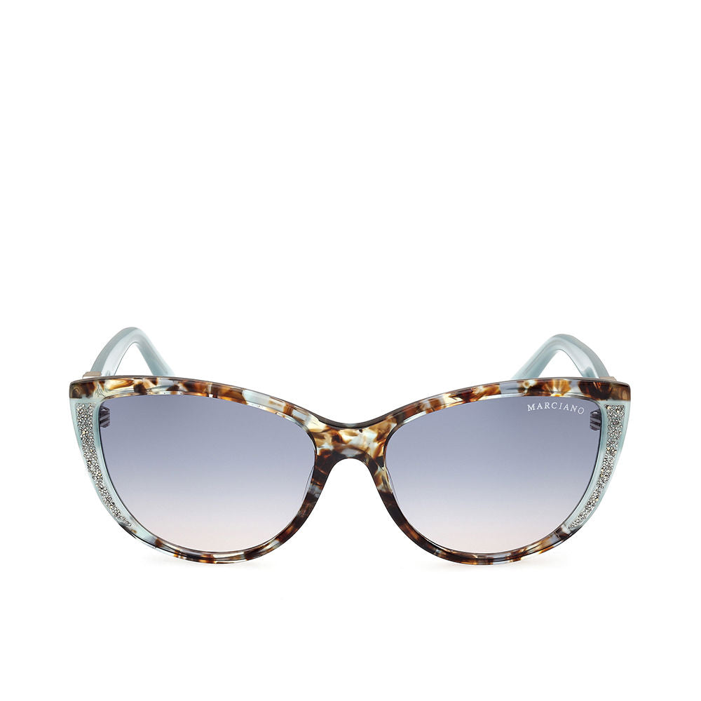 Blue‑tinted acetate cat‑eye sunglasses with 58 mm lenses and 140 mm temples