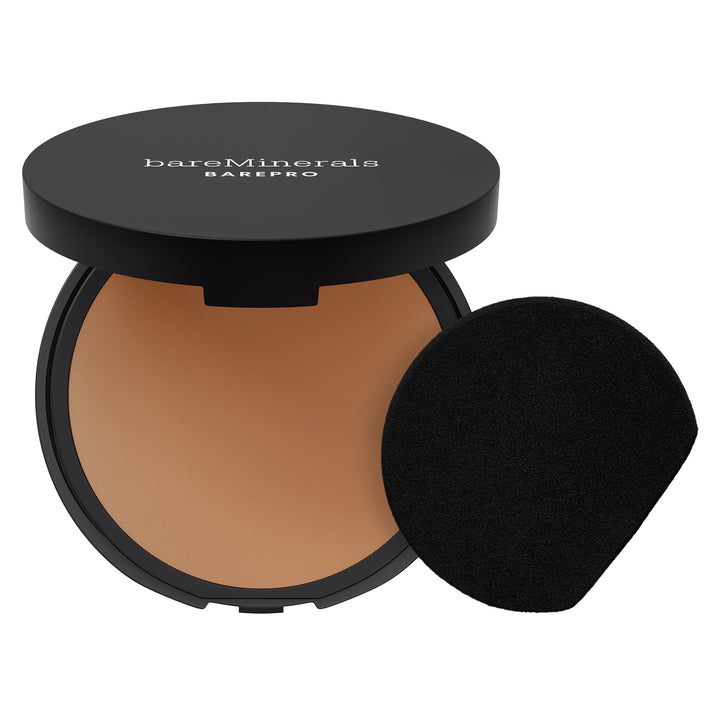 Compact powder foundation in neutral medium‑deep shade, matte finish, 8 g