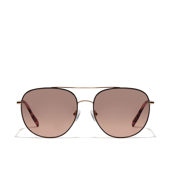 Unisex metal aviator sunglasses in black with burgundy temples, 55 mm lenses