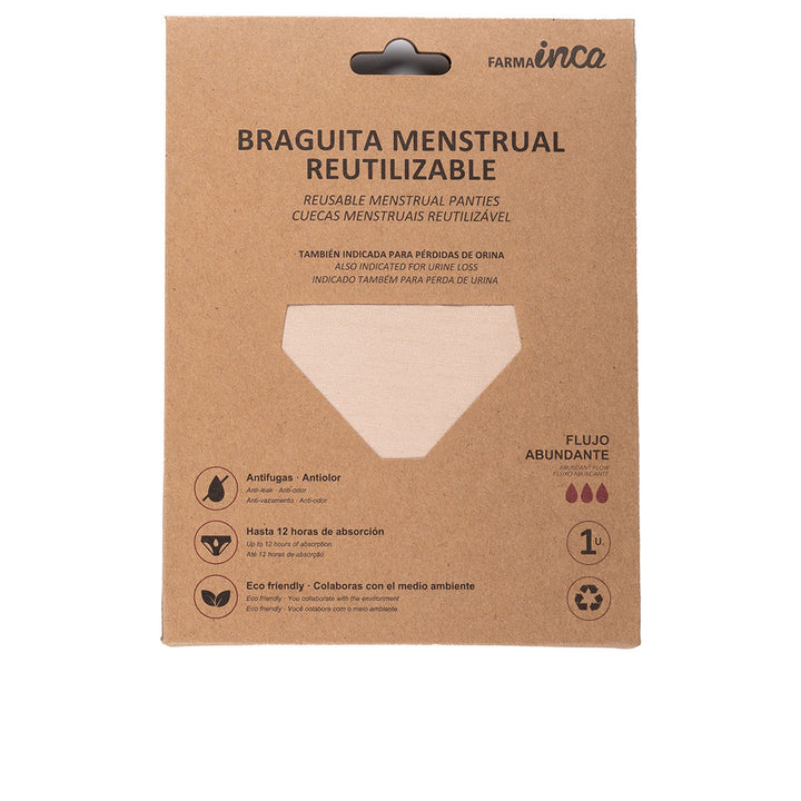 Nude lace period brief in size L, heavy‑flow reusable underwear