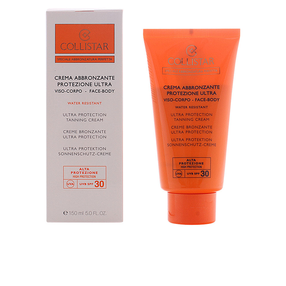 Tube of Collistar SPF30 Ultra Protection tanning cream for face and body