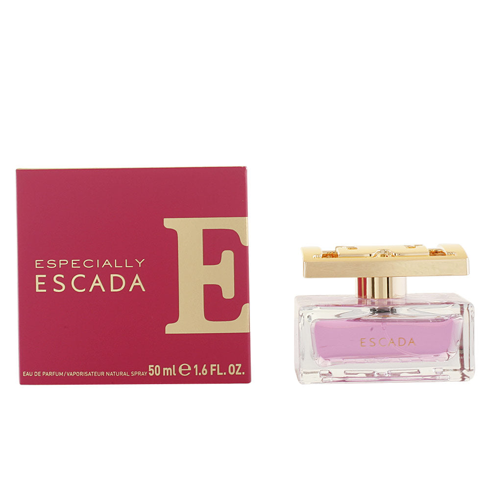 30 ml pink liquid in straight glass bottle with gold cap, floral eau de parfum