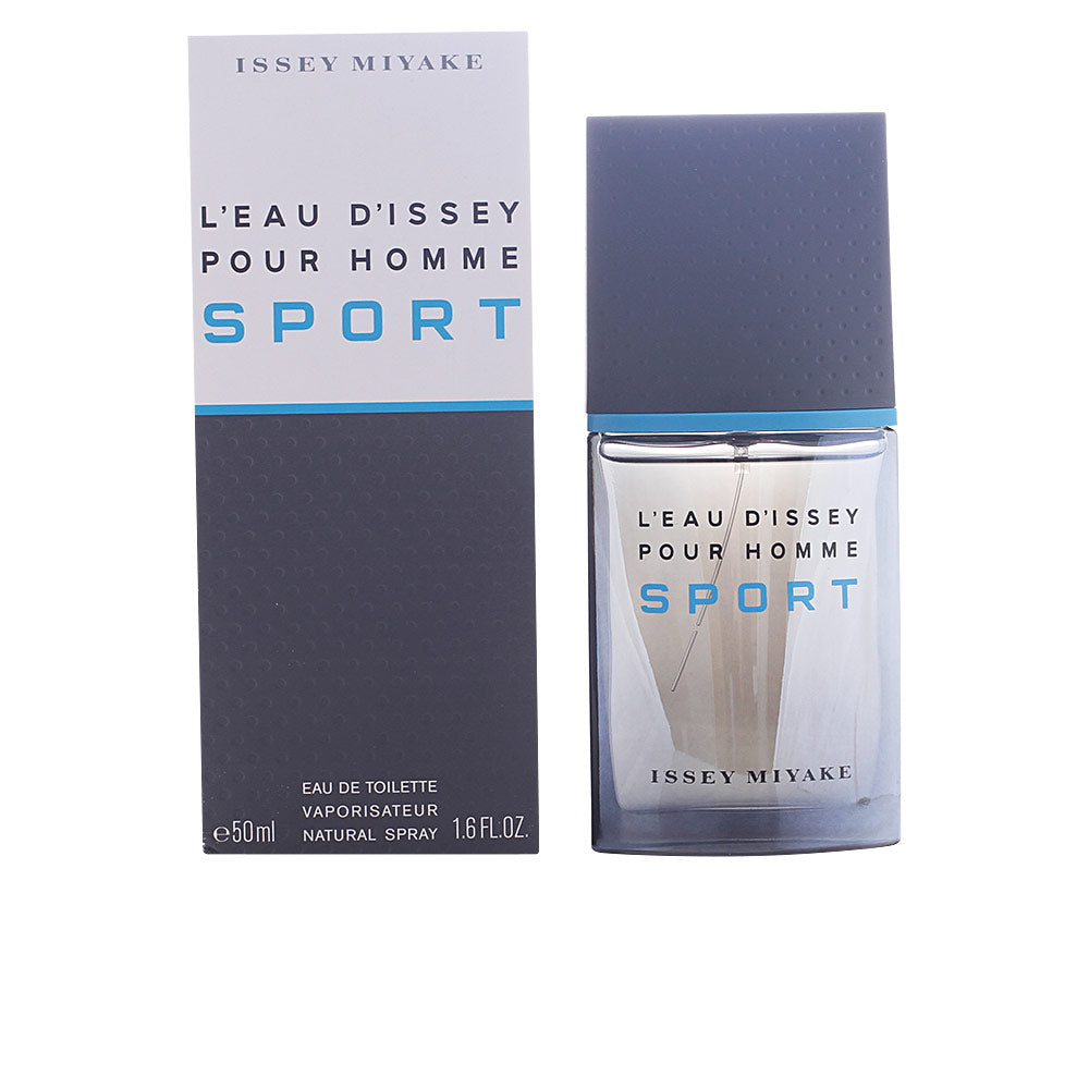 50 ml grey metallic bottle with blue details; citrus and woody scent cues