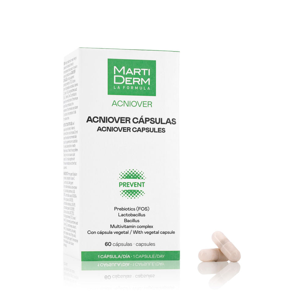 Martiderm Acniover Capsules bottle — oral supplement for acne-prone skin