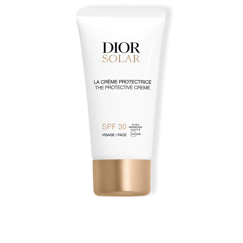 Elegant tube of Dior Crème Protectrice Hâle Sublime SPF 30 on neutral background