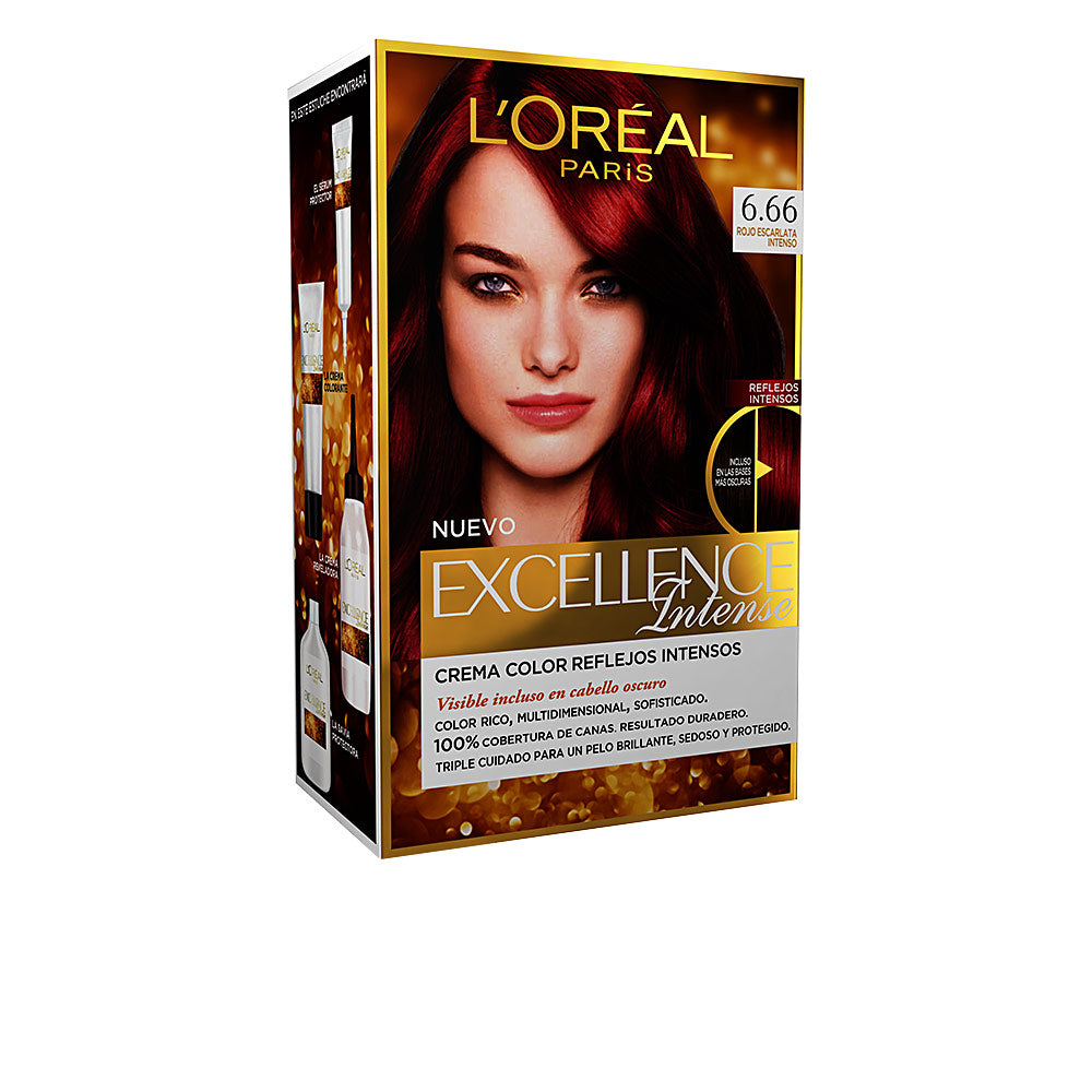 Tube of intense scarlet mahogany permanent hair colour cream, 1 unit, Unisex