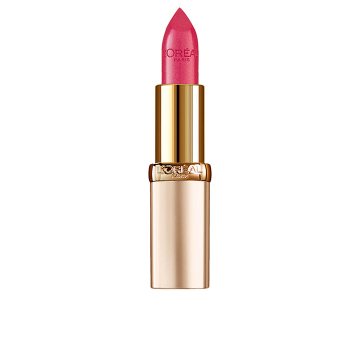 Satin nude lipstick bullet, creamy apricot-gold shade, 4.2 g packaging