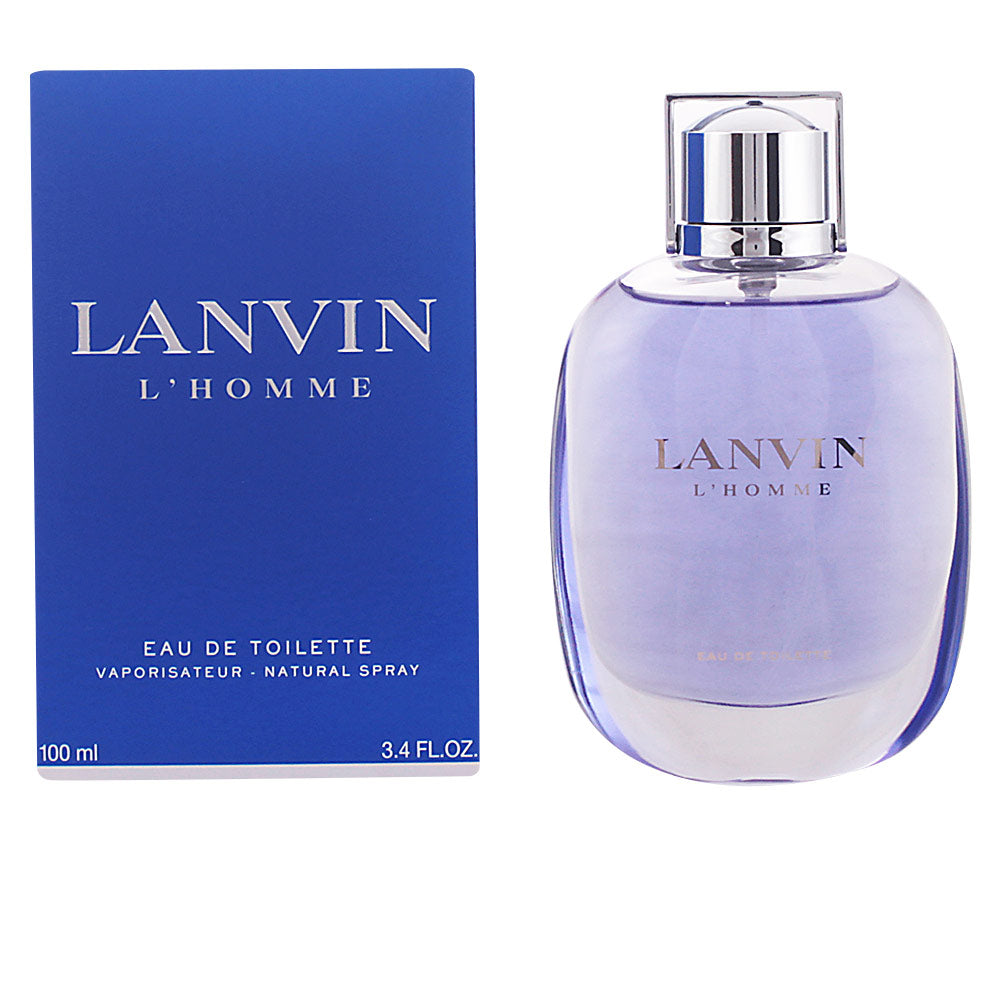 Lanvin L'Homme perfume bottle, elegant masculine Eau de Toilette in a minimalist setting
