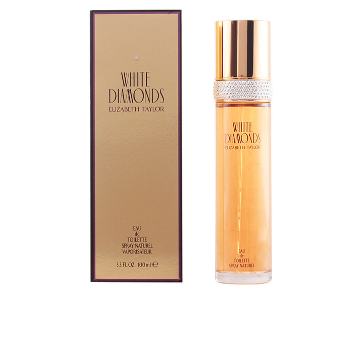 Crystal flacon eau de toilette with gold cap and rhinestone collar, 100 ml floral scent