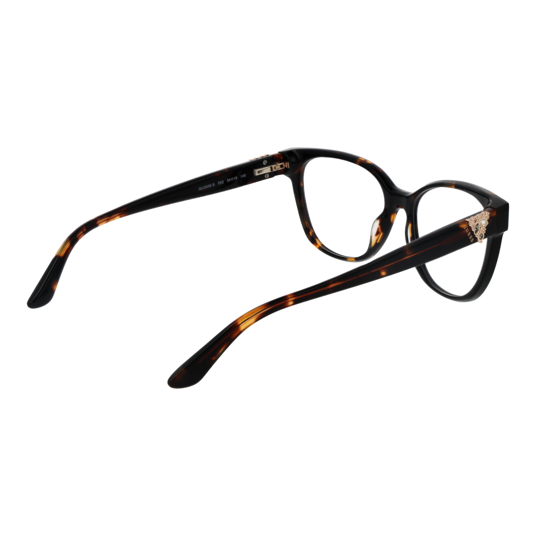 Tortoiseshell cat-eye eyeglasses for Women in black and brown tones with gold temple embellishments on a neutral background.