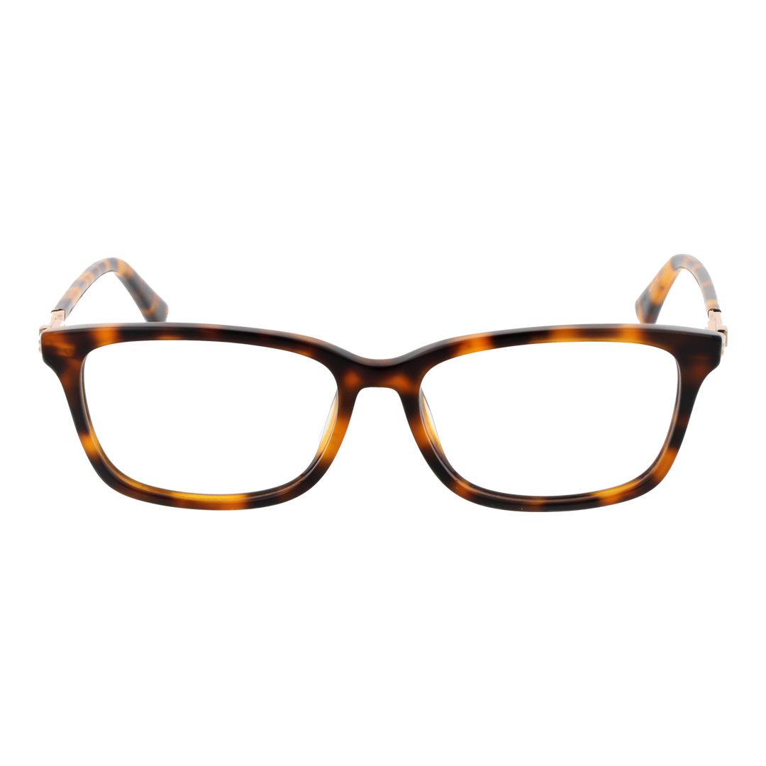Tortoise shell rectangular eyeglasses for Women with gold metal temples and &