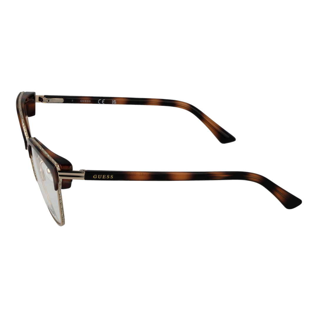 Tortoiseshell cat-eye eyeglasses for Women in brown and gold metal-plastic frame, angled view