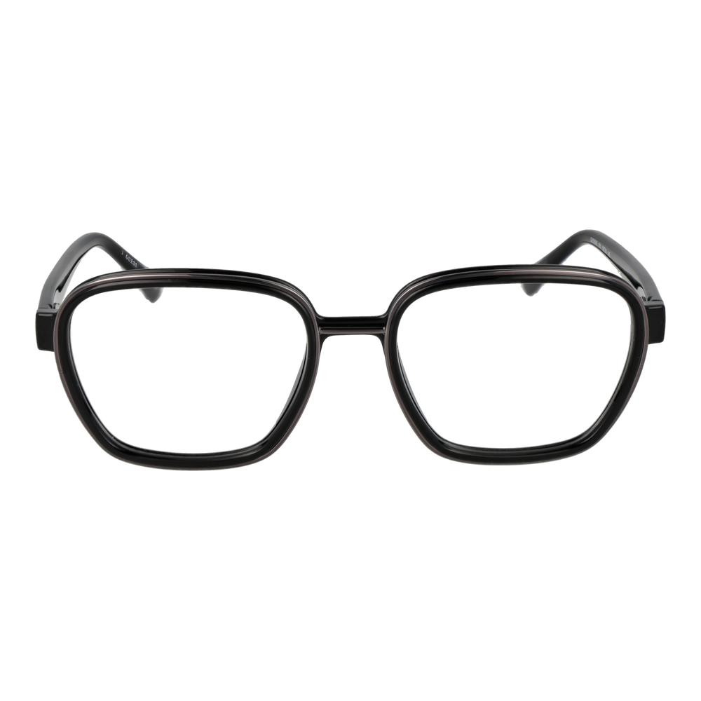 Matte black full-rim rectangular eyeglasses in plastic with clear lenses, modern thick frame, Unisex
