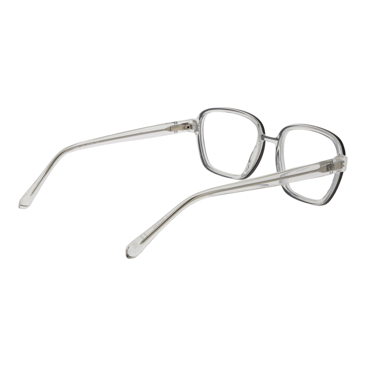 Transparent clear plastic Unisex eyeglasses with square lenses and full-rim frame, transparent temples, modern style