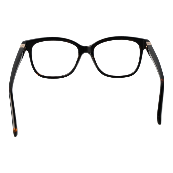 Black rectangular eyeglasses for Women with tortoiseshell accents and gold triangular metal temples, modern designer look