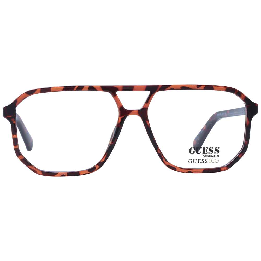 Unisex tortoise shell plastic full-rim square eyeglasses with double bridge on white background