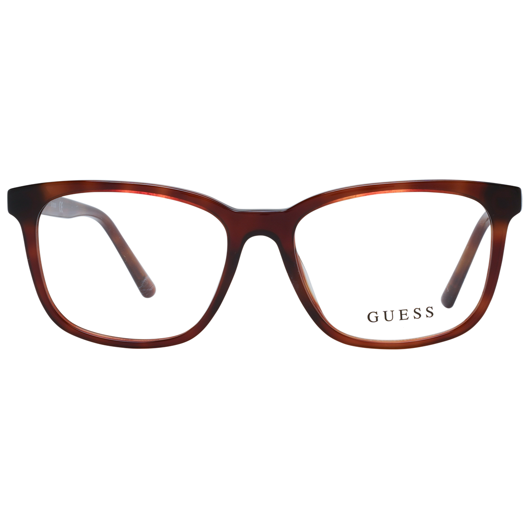 Tortoise brown rectangular full-rim eyeglasses in plastic with branded temple detail, Unisex style