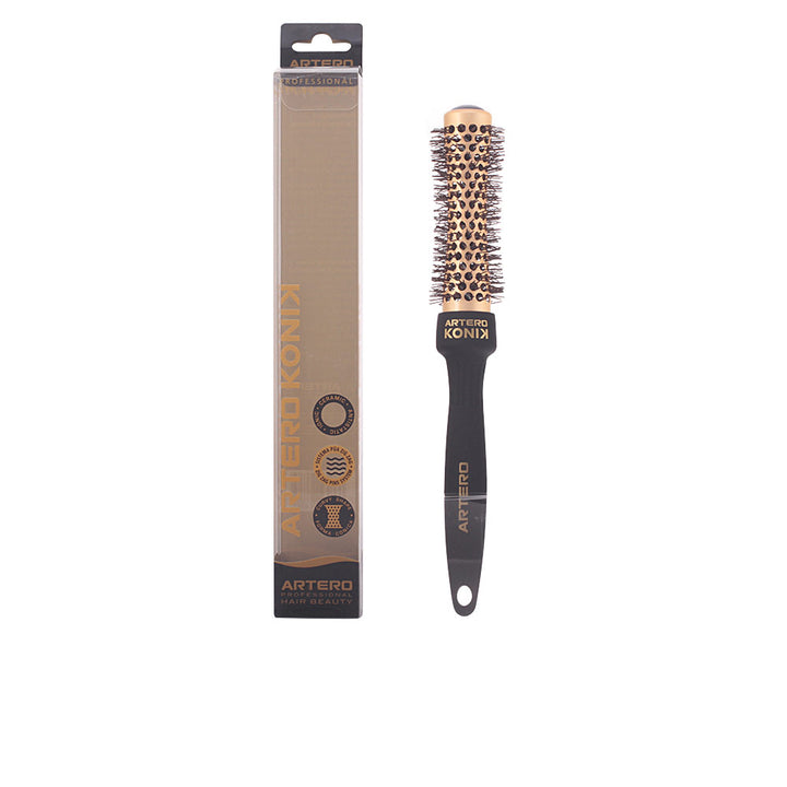 Conical 25 mm ceramic ionic hair brush with nylon bristles and ergonomic handle