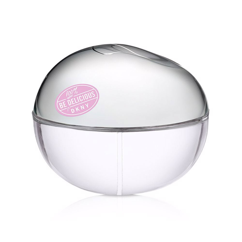 Clear glass perfume bottle with purple accent, 30 ml, floral woody fragrance