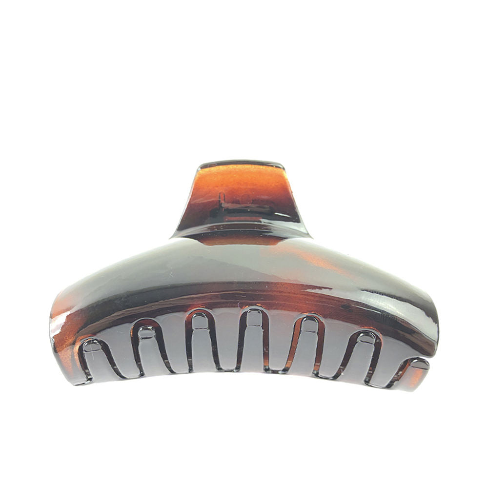 Brown animal-print curved French-style resin hair clip, 3.5 × 7 cm, unisex