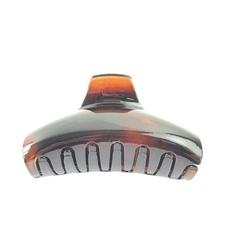 Brown animal-print curved French-style resin hair clip, 3.5 × 7 cm, unisex