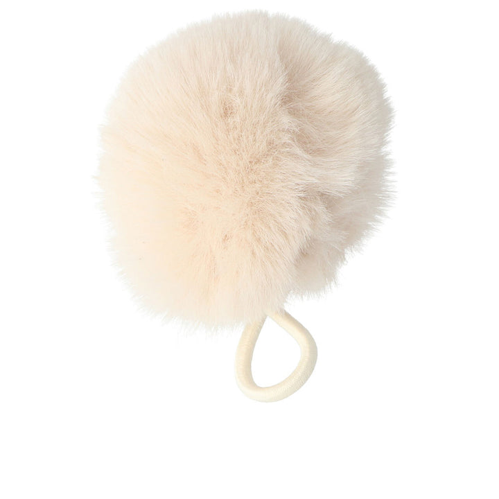 Grey Inca rubber pom-pom hair tie with soft polyamide elastic, 6 cm pom