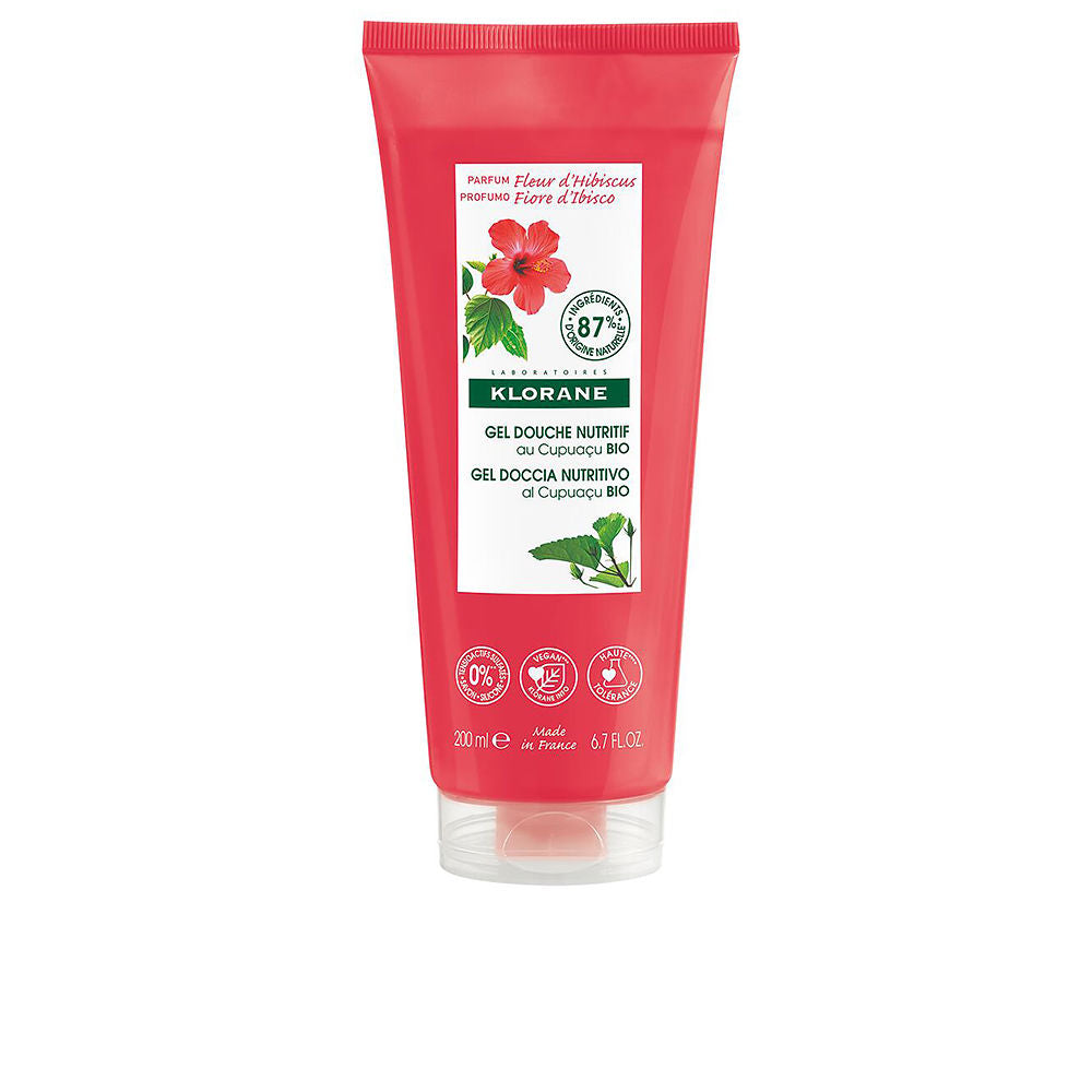 Tube of Klorane Hibiscus Flower shower gel for gentle baby cleansing and hydration