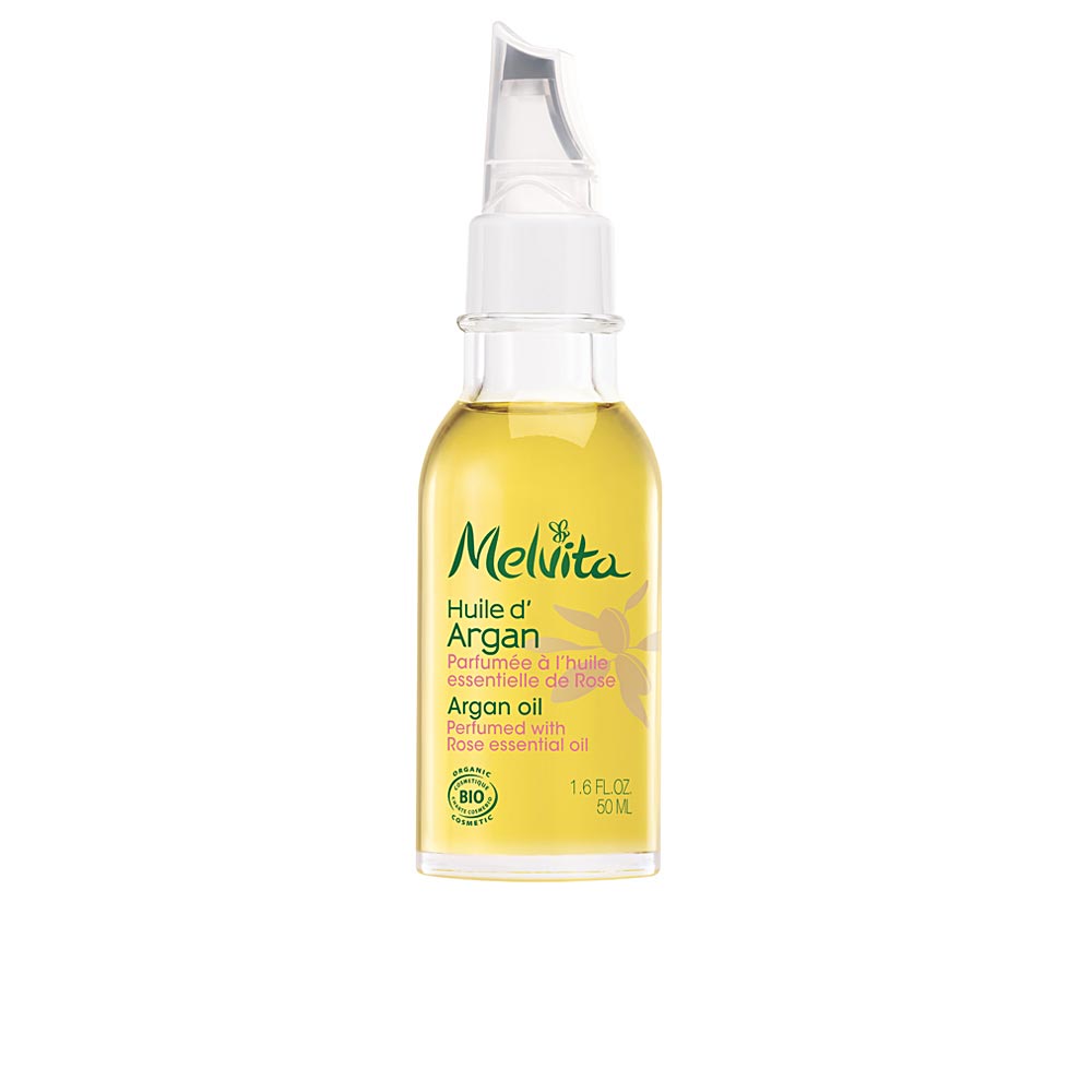 50 ml amber glass bottle of organic argan oil with rose, multi‑use