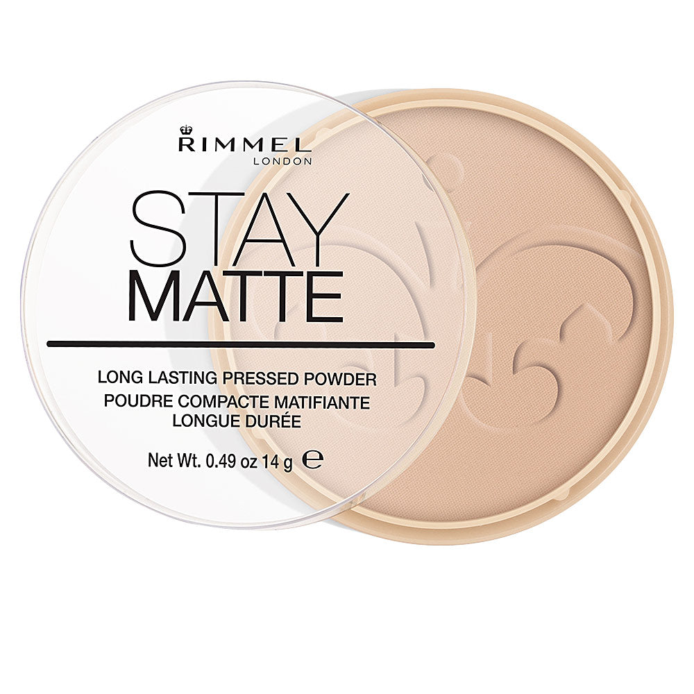 Closed compact pressed powder in warm beige, lightweight travel case, 14 g